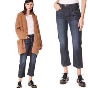 Vince Union Slouch Released Hem Dark Vintage  Wash Jeans 26 Selvedge Denim Crop